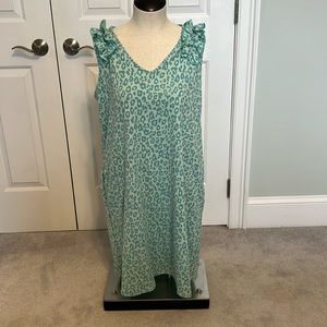 Printed peach aqua & turquoise in cotton